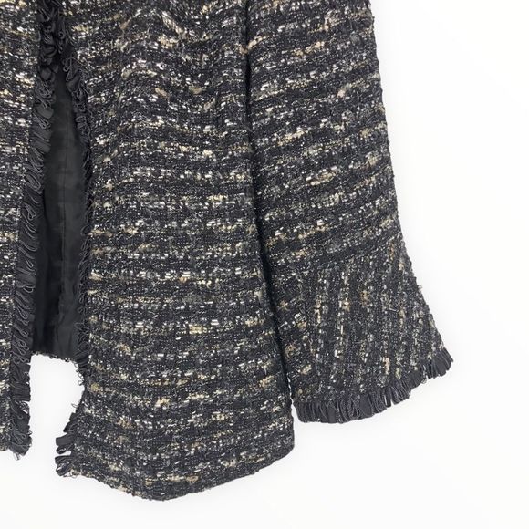 Lafayette 148 Black Metallic Tweed Fringe Trim Evening Jacket size 14 - Picture 7 of 14